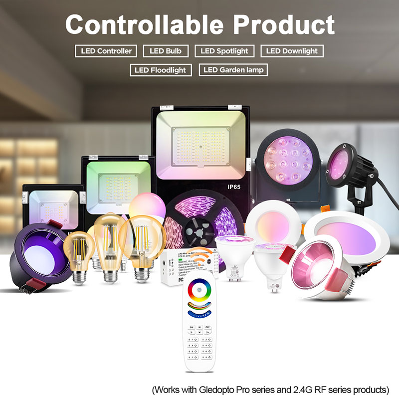 8-Zone RF RGB+CCT LED Light Remote Control GL-RC-009